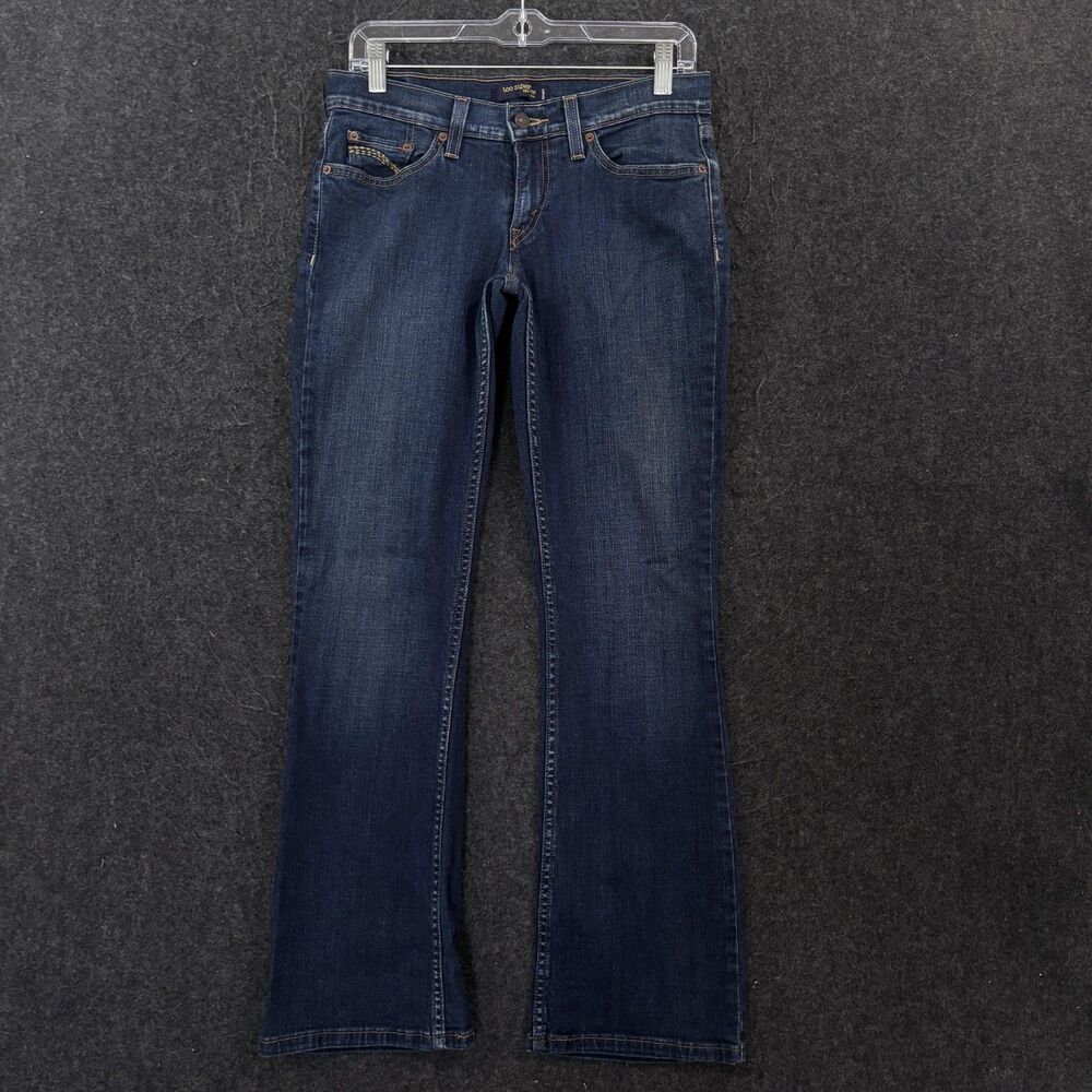 Levi's 524 Too Superlow Bootcut Jeans Junior's 7 Blue Dark Stretch Denim